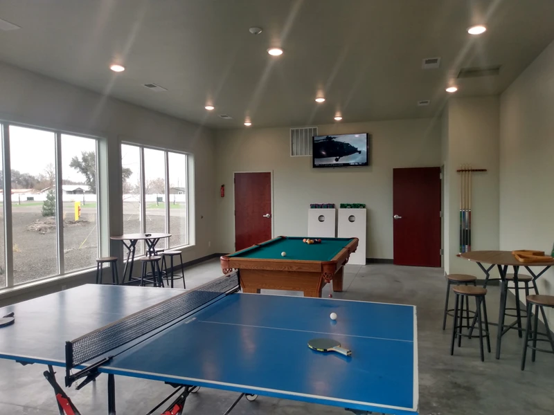 Game room and recreation area at Vale Valley RV Park